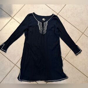 Navy Blue Tunic with White Embroidery